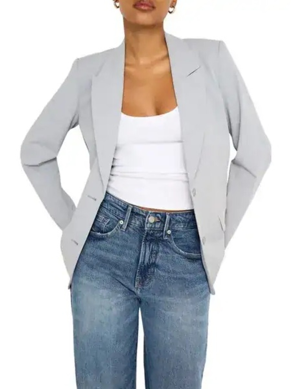 Good American Oversized Suiting Blazer in Gray Size Medium